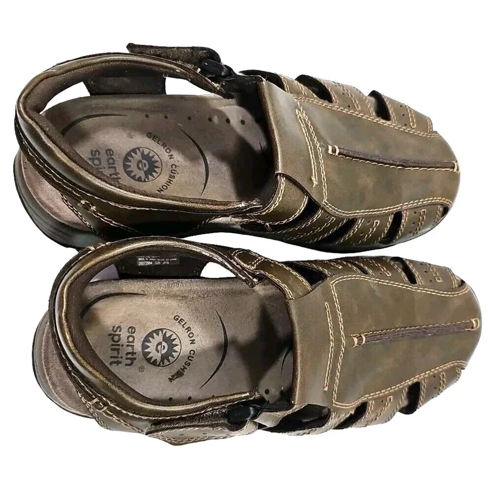 Earth Spirit Men's Sandals Jacob 2 Brown Arch Support Size 8.